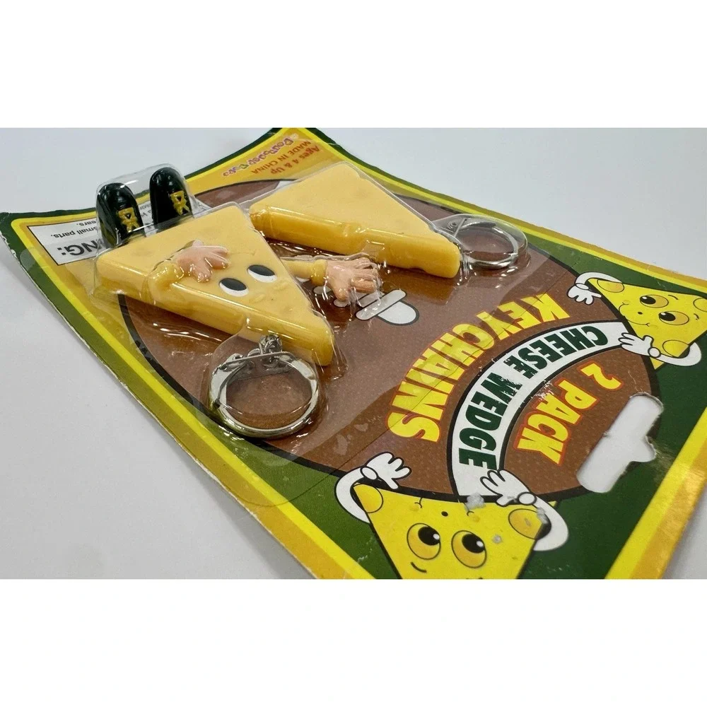 Vintage Green Bay Packers Wisconsin Cheese Head Gift Wedge Keychains NOS Sealed
